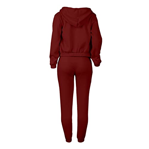 sumensumen Women Sweatsuits Sets 2 Piece Outfits,2 Piece Tracksuit Sets-Long Sleeve Athletic Suit Fashion Sports Suit Red,Medium