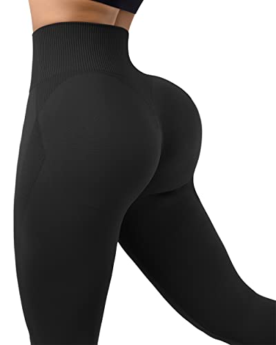 SUUKSESS Women Contouring Scrunch Butt Lifting Leggings Seamless Workout Yoga Pants（Black, M）