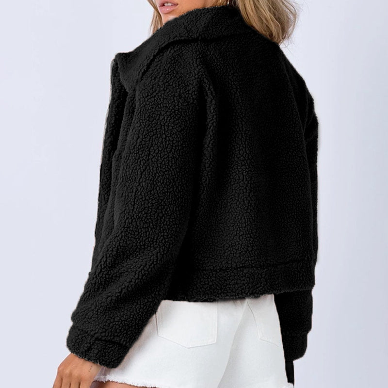 Long Sleeve Collared Neck Sherpa Jacket